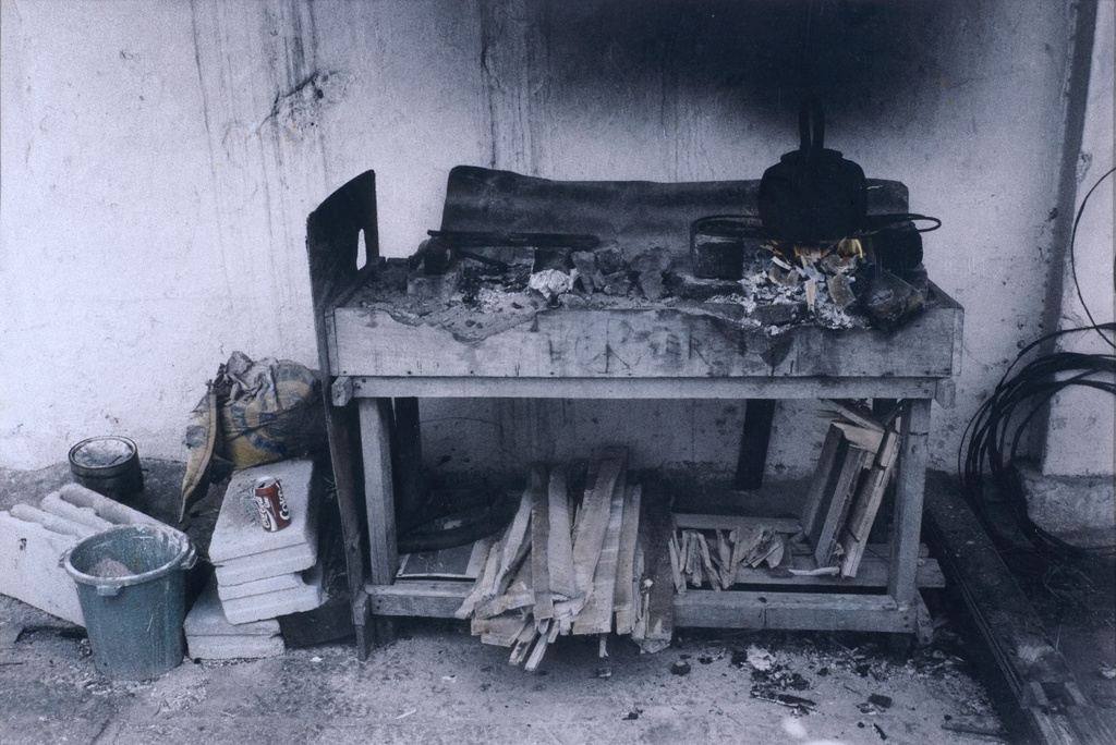 Wood stove, coke can....